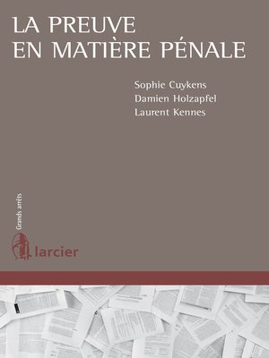 cover image of La preuve en matière pénale